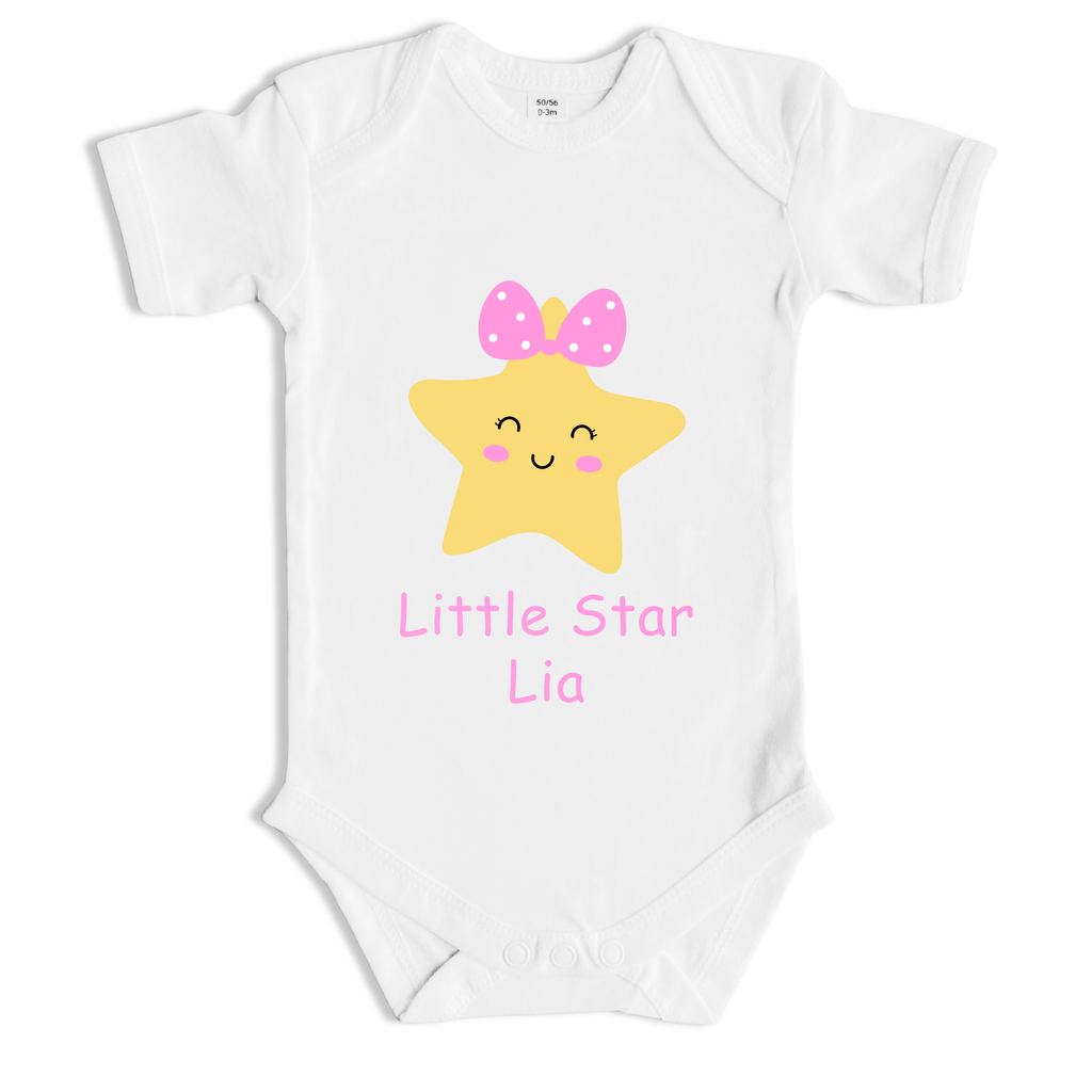 Little Star Baby Body mit Wunschname – Bio Baumwolle