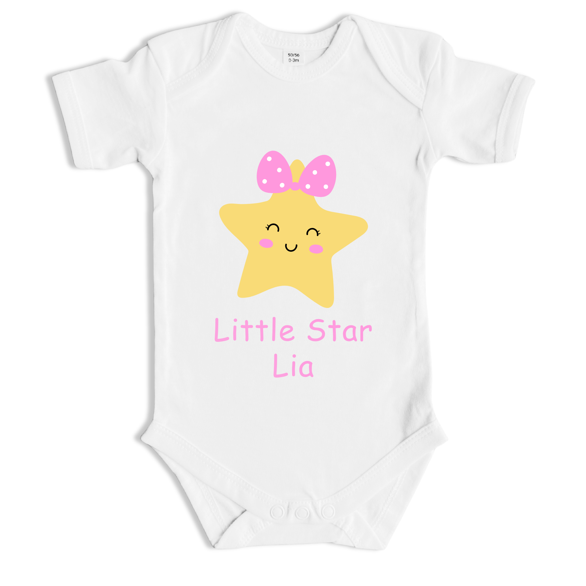 Little Star Baby Body mit Wunschname – Bio Baumwolle