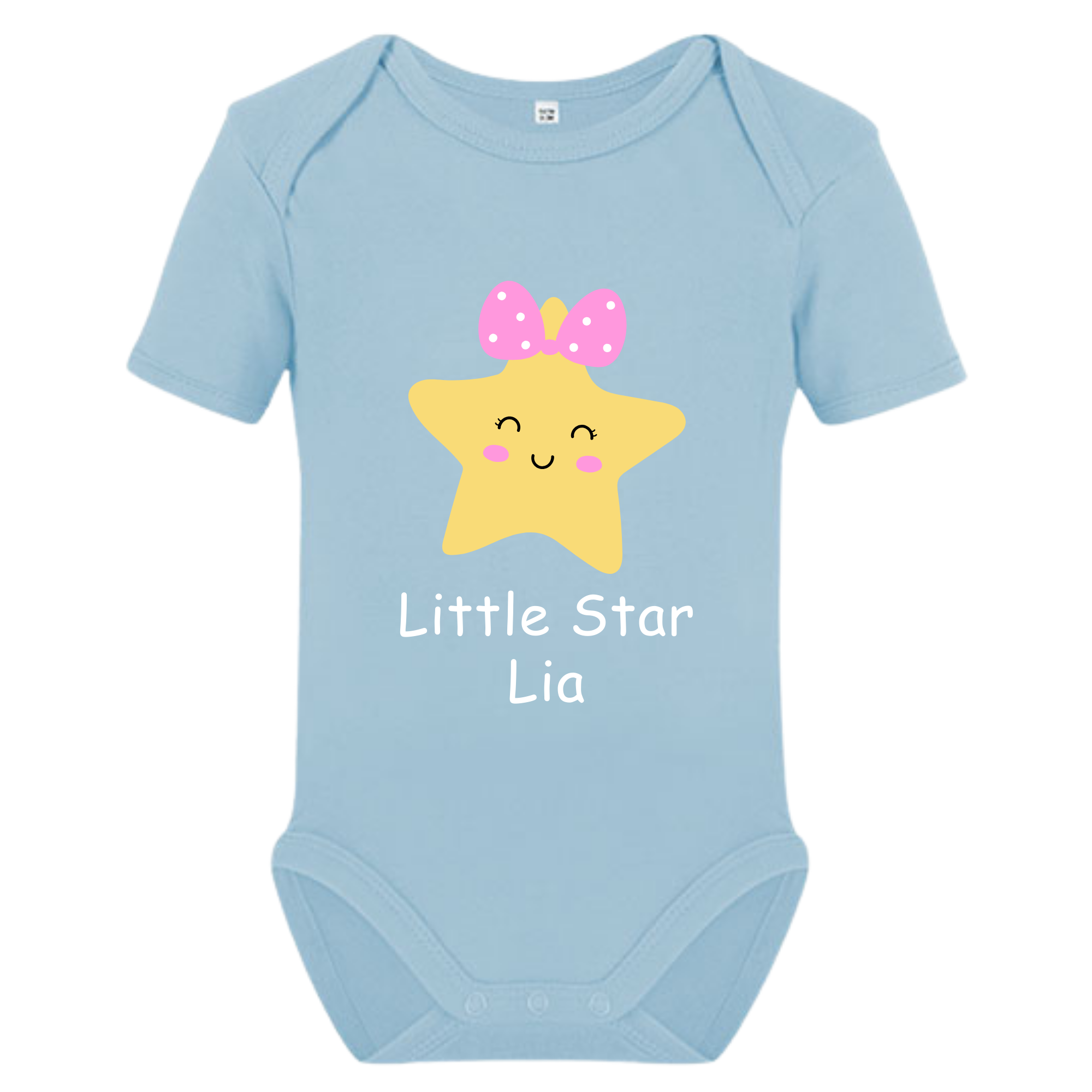 Little Star Baby Body mit Wunschname – Bio Baumwolle