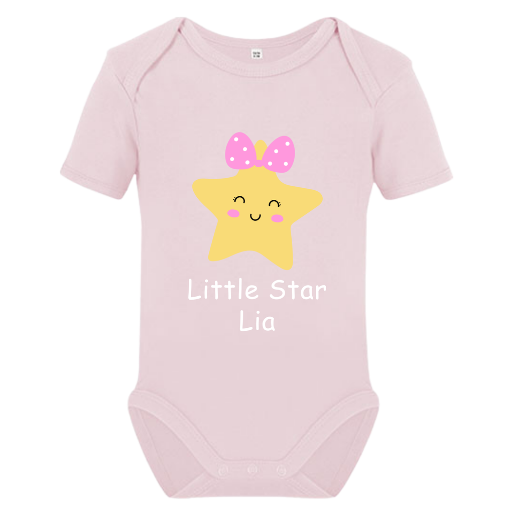 Little Star Baby Body mit Wunschname – Bio Baumwolle