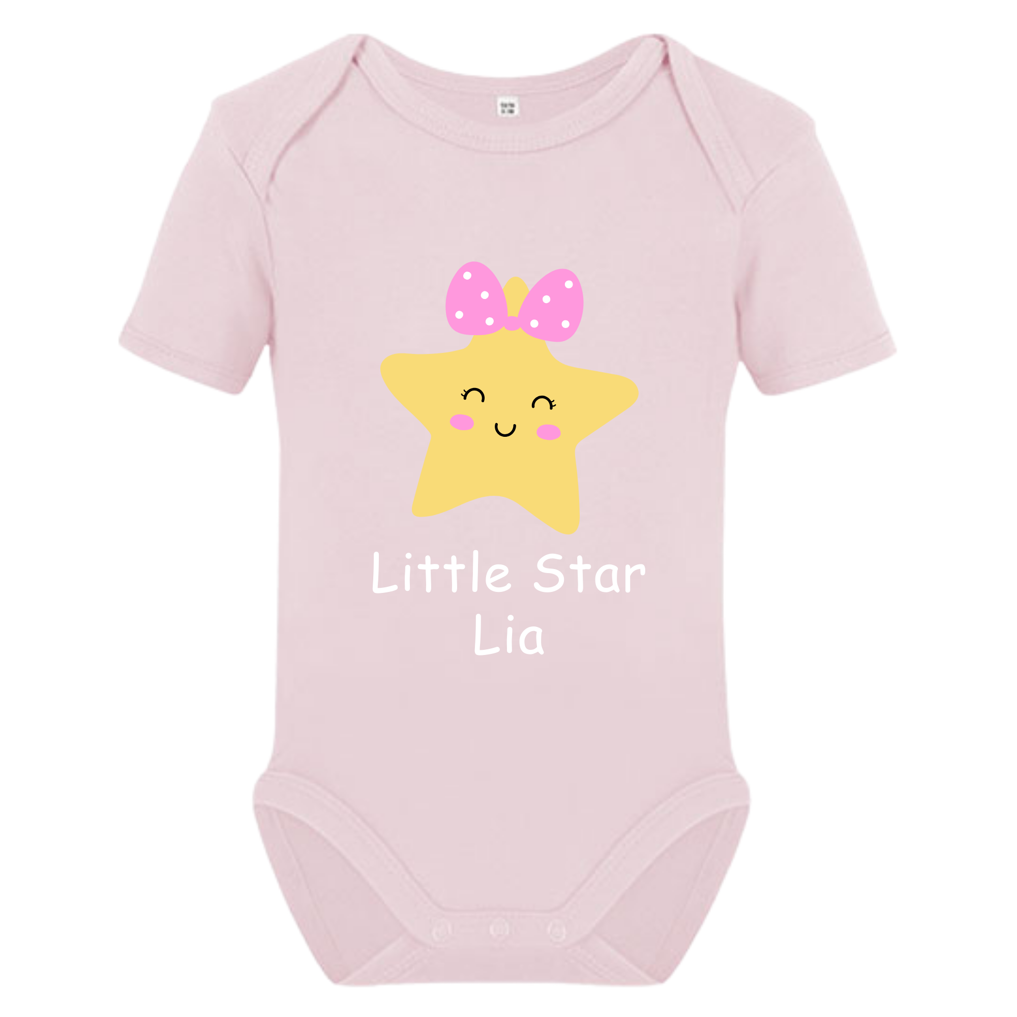 Little Star Baby Body mit Wunschname – Bio Baumwolle