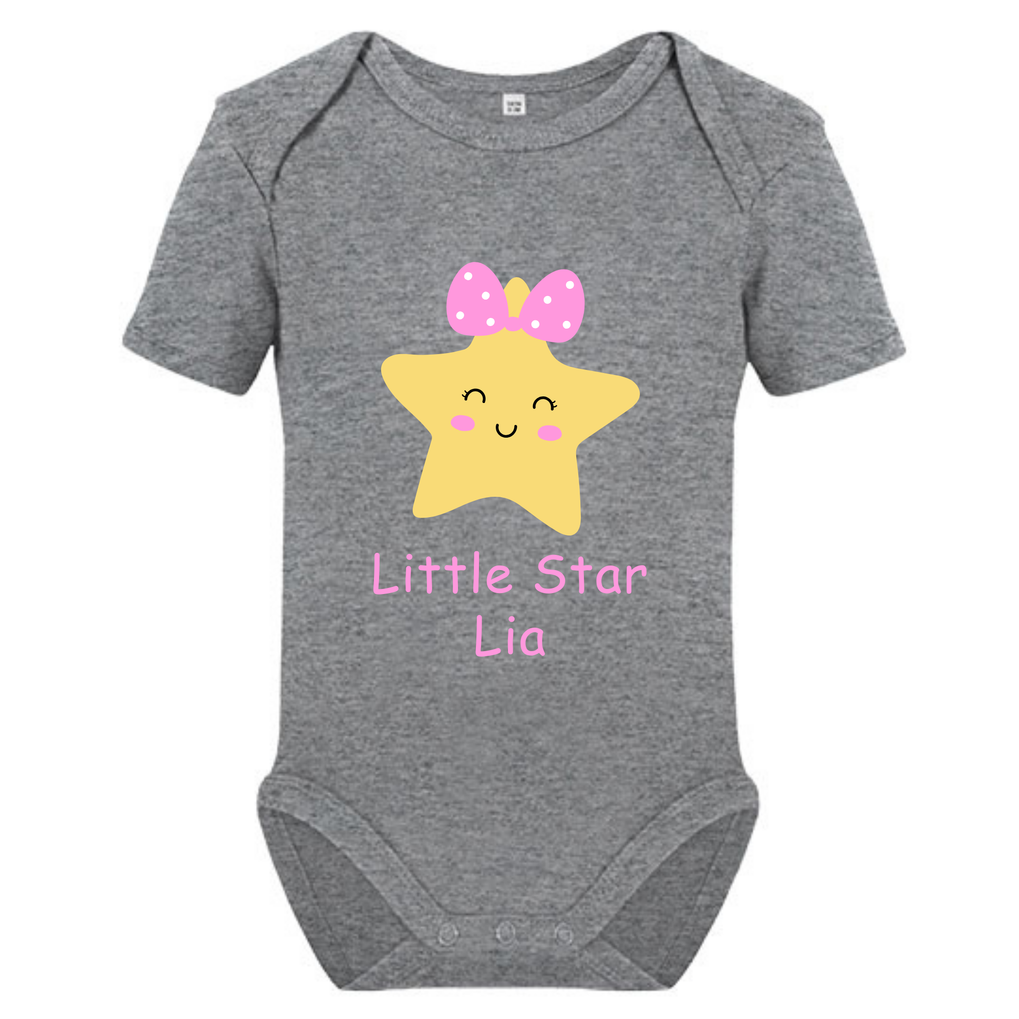 Little Star Baby Body mit Wunschname – Bio Baumwolle