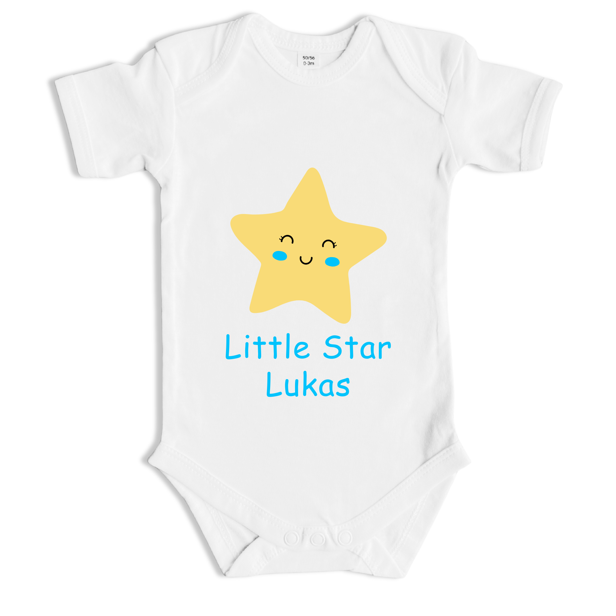Little Star Baby Body mit Wunschname – Bio Baumwolle