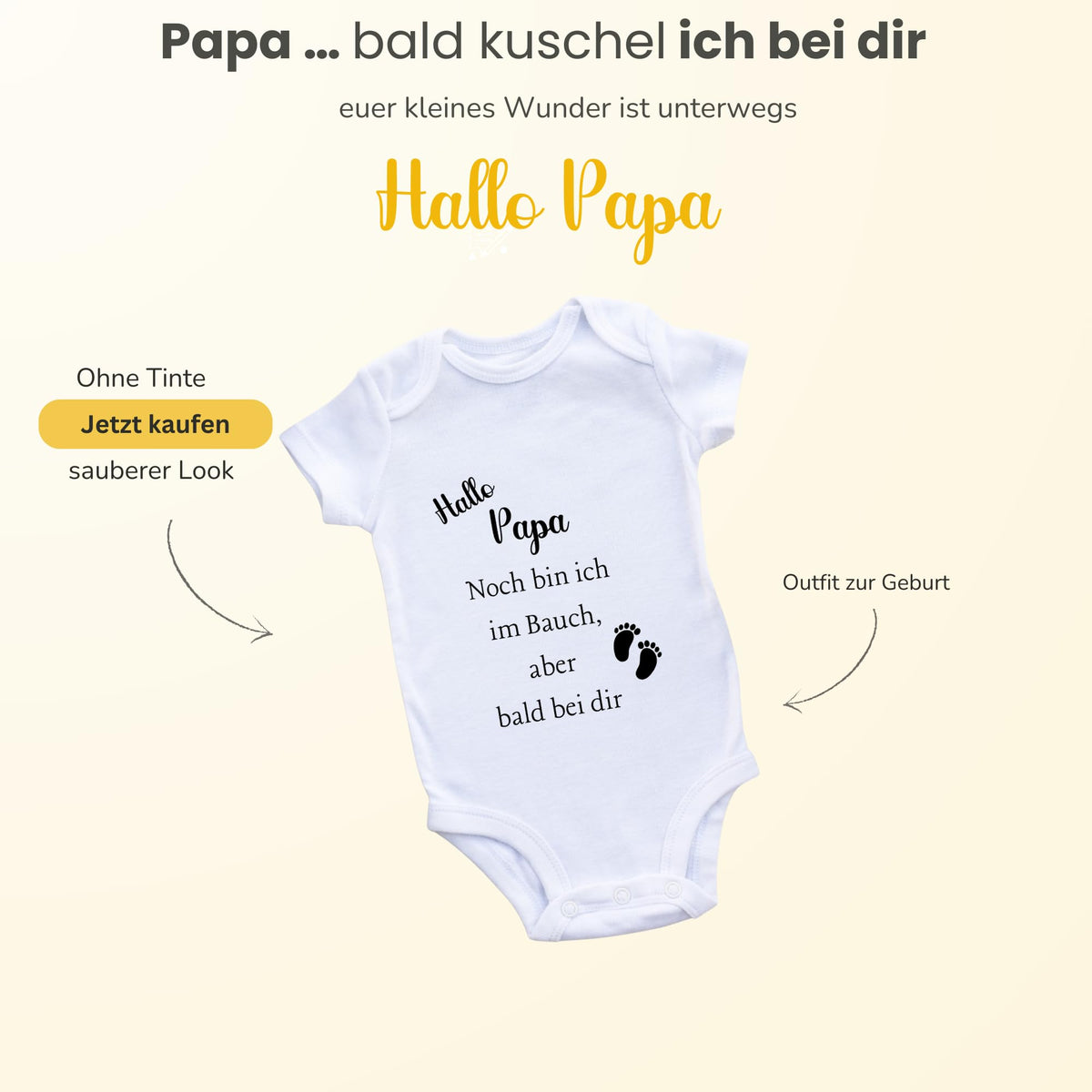 Baby Body – Schwangerschaftsverkündung Strampler – Mama, Papa, Oma & Opa- sprüchen – Kurzarm bio Baumwolle Unisex - Geschenk zur Geburt & Baby Ankündigung neugeborene Geschenk (50-56)