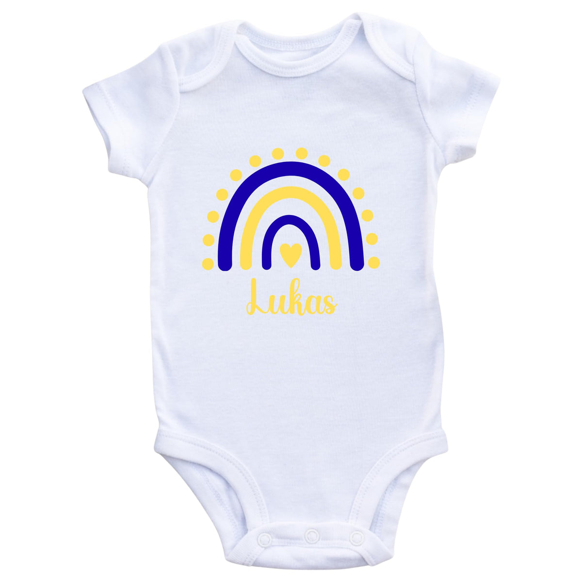 Personalisierter Baby Body mit Name Kurzarm – 100% Bio-Baumwolle OEKO-TEX – Boho Regenbogen Schwangerschaftsverkündung & Geschenk zur Geburt – Veredelt in Deutschland