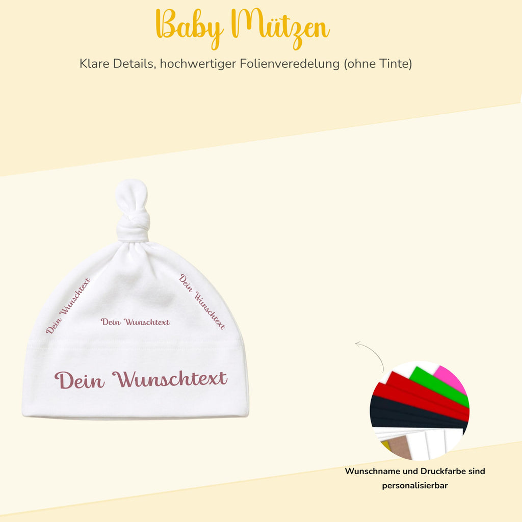 Baby mütze mit Namen Personalisiert babymütze – Knotenmütze für Neugeborene (0–9 Monate / 19 cm) aus Bio-Baumwolle| Geschenk zur Geburt | Für Mädchen & Jungen
