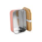 Personalisierte Brotdose Kinder mit Name & Motiv – 800ml Edelstahl Lunchbox mit Bambusdeckel (18x11x6,4 cm) – Auslaufsicher – Vesperdose Kindergarten & Schule (Hellrosa, Wunschtext/Bild)