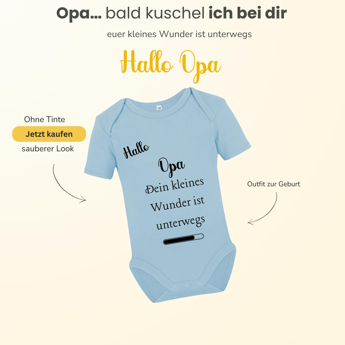 Baby Body – Schwangerschaftsverkündung Strampler – Mama, Papa, Oma & Opa- sprüchen – Kurzarm bio Baumwolle Unisex - Geschenk zur Geburt & Baby Ankündigung neugeborene Geschenk (50-56)