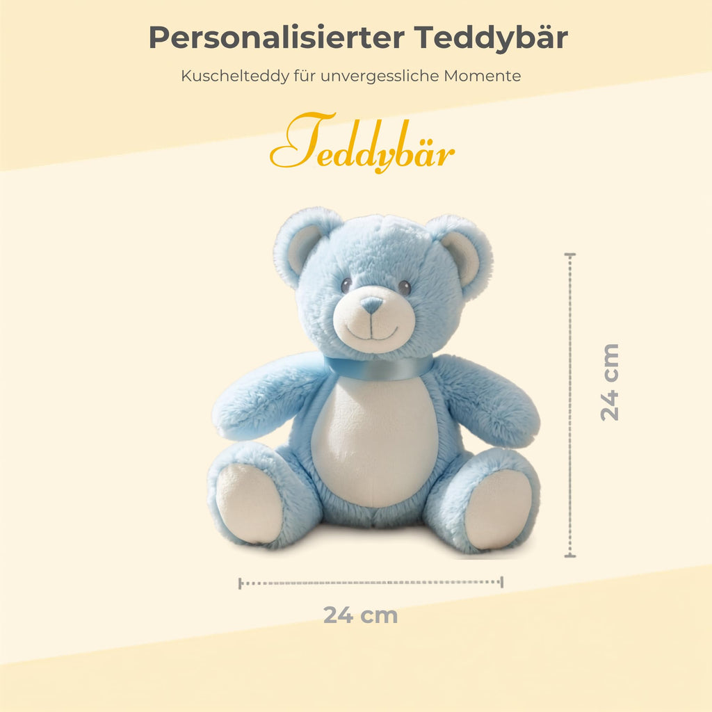 Personalisiertes Kuscheltier Teddybär mit Wunschtext – Rosa – Geschenk zur Geburt, Babyparty & Taufe – EN71 Geprüftes Plüschtier ab 0 Monaten
