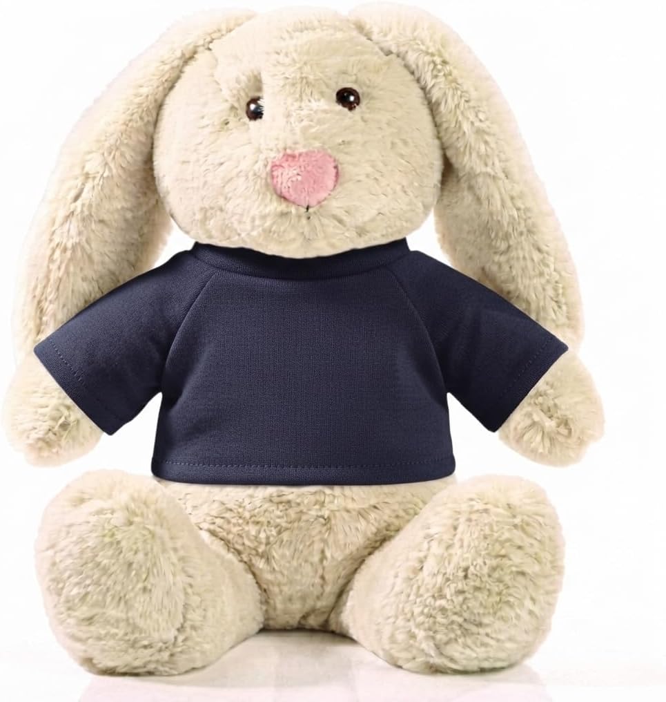 Personalisiertes Kuscheltier Hase Creme, French Navy