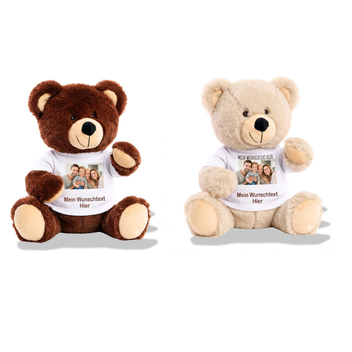 Personalisiertes Kuscheltier mit Mini-T-Shirt Text Photo – Teddybär Creme – Geschenk zur Geburt, Taufe oder Ostern – beige