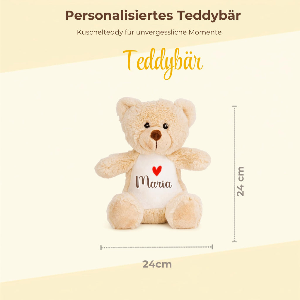 Personalisiertes Kuscheltier Teddybär mit Wunschtext – Rosa – Geschenk zur Geburt, Babyparty & Taufe – EN71 Geprüftes Plüschtier ab 0 Monaten