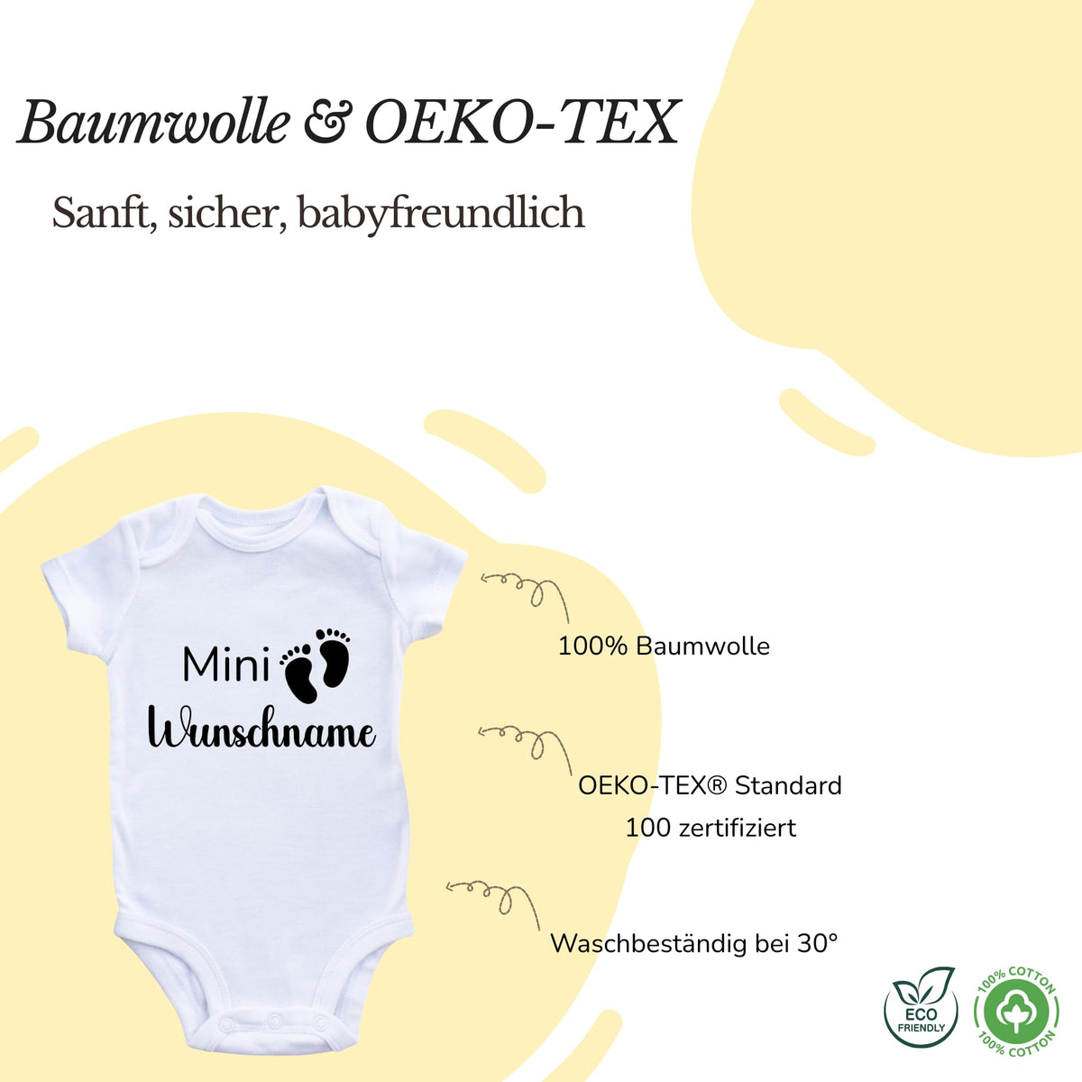 Personalisierter Baby Body mit Namen – Bio-Baumwolle Kurzarm Strampler für Jungen & Mädchen, Geschenk zur Geburt & Taufe, Unisex, kurzarm & langarm Weihnacht