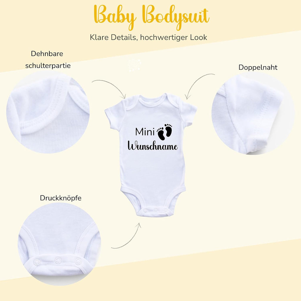 Personalisierter Baby Body mit Namen – Bio-Baumwolle Kurzarm Strampler für Jungen & Mädchen, Geschenk zur Geburt & Taufe, Unisex, kurzarm & langarm Weihnacht