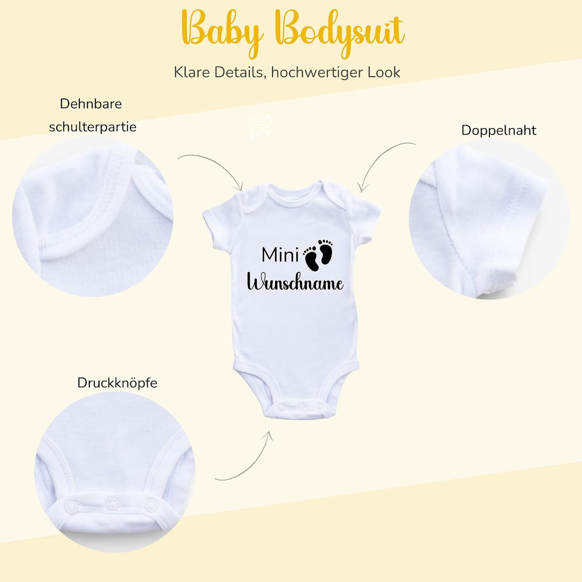 Personalisierter Baby Body mit Namen – Bio-Baumwolle Kurzarm Strampler für Jungen & Mädchen, Geschenk zur Geburt & Taufe, Unisex, kurzarm & langarm Weihnacht