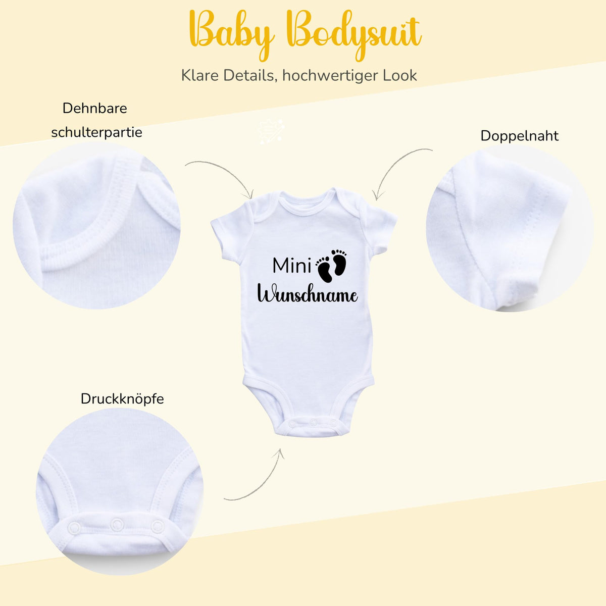 Personalisierter Baby Body mit Namen – Bio-Baumwolle Kurzarm Strampler für Jungen & Mädchen, Geschenk zur Geburt & Taufe, Unisex, kurzarm & langarm Weihnacht