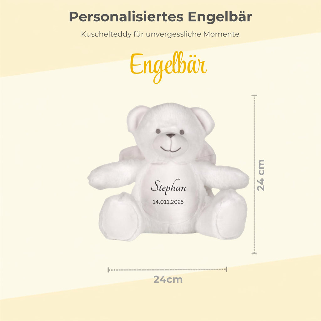 Personalisiertes Kuscheltier Teddybär mit Wunschtext – Rosa – Geschenk zur Geburt, Babyparty & Taufe – EN71 Geprüftes Plüschtier ab 0 Monaten