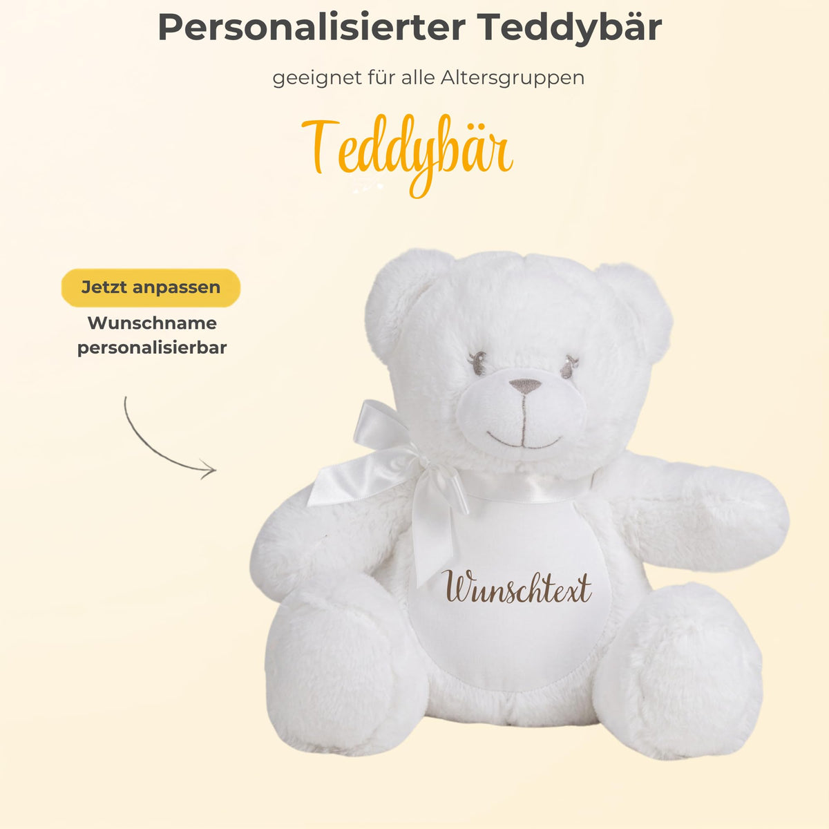 Personalisiertes Kuscheltier Teddybär mit Wunschtext – Rosa – Geschenk zur Geburt, Babyparty & Taufe – EN71 Geprüftes Plüschtier ab 0 Monaten