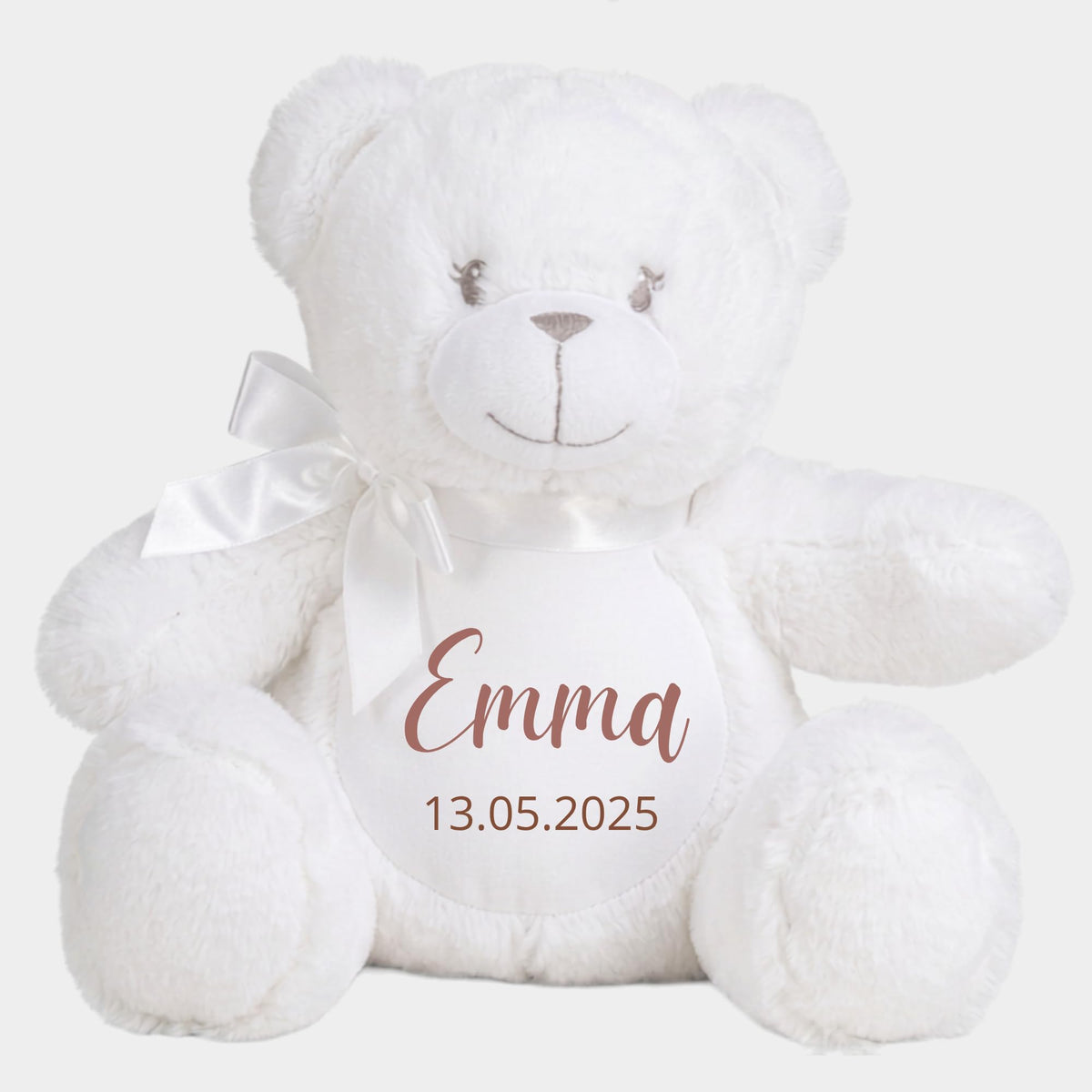 Personalisiertes Kuscheltier Teddybär mit Wunschtext – Rosa – Geschenk zur Geburt, Babyparty & Taufe – EN71 Geprüftes Plüschtier ab 0 Monaten