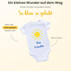 Personalisierter Baby Body mit Name Kurzarm – 100% Bio-Baumwolle OEKO-TEX – Boho Regenbogen Schwangerschaftsverkündung & Geschenk zur Geburt – Veredelt in Deutschland