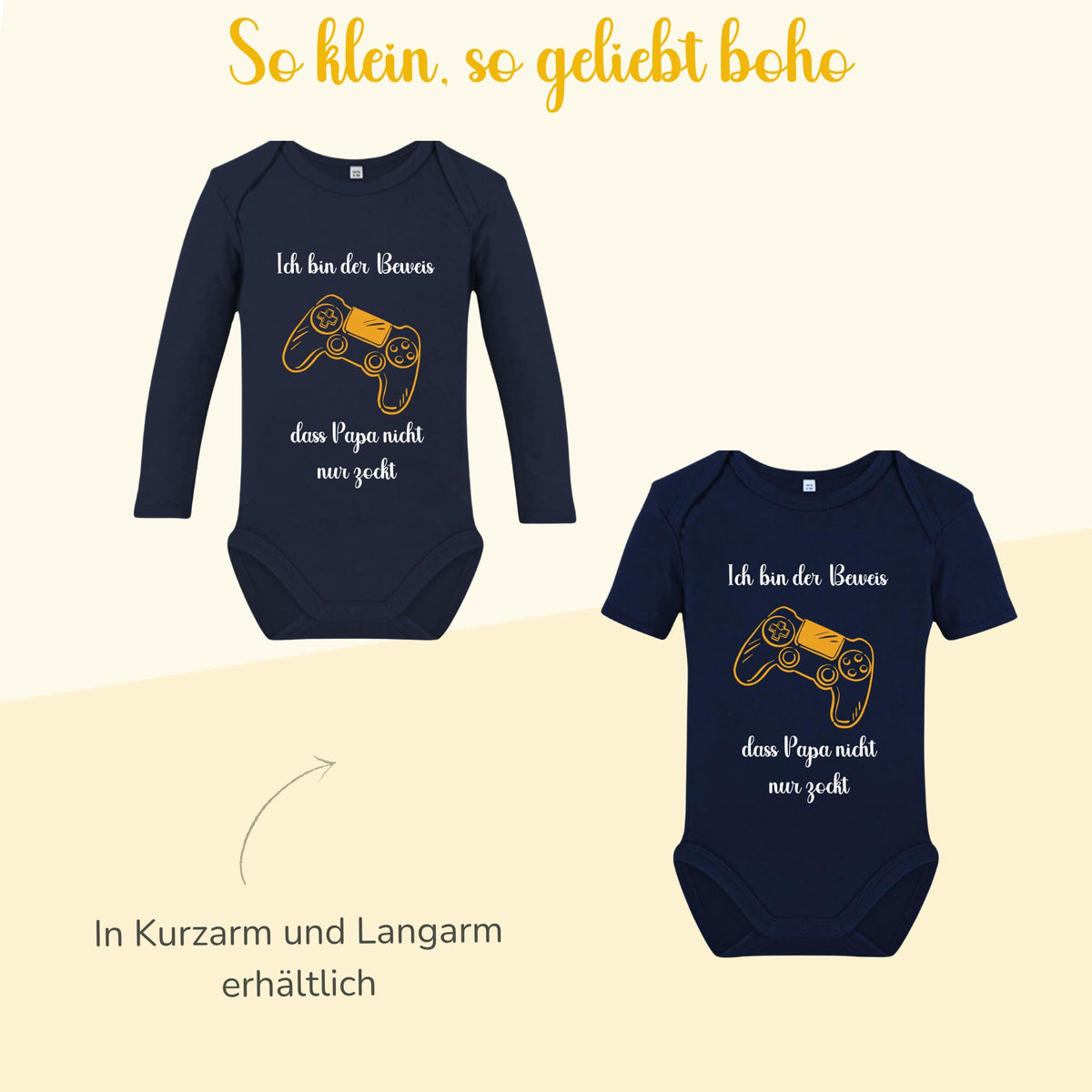 Baby Body Strampler, „Papa zockt“ – Personalisiertes Geschenk zur Geburt & Babyparty – Gamer-Geschenk für Neugeborene, 100% Baumwolle, Kurzarm,langarm