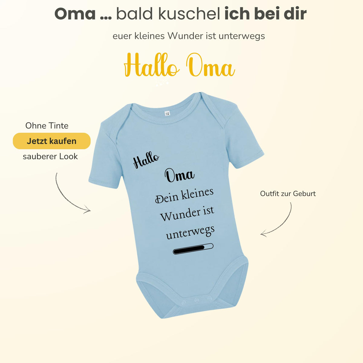 Baby Body – Schwangerschaftsverkündung Strampler – Mama, Papa, Oma & Opa- sprüchen – Kurzarm bio Baumwolle Unisex - Geschenk zur Geburt & Baby Ankündigung neugeborene Geschenk (50-56)