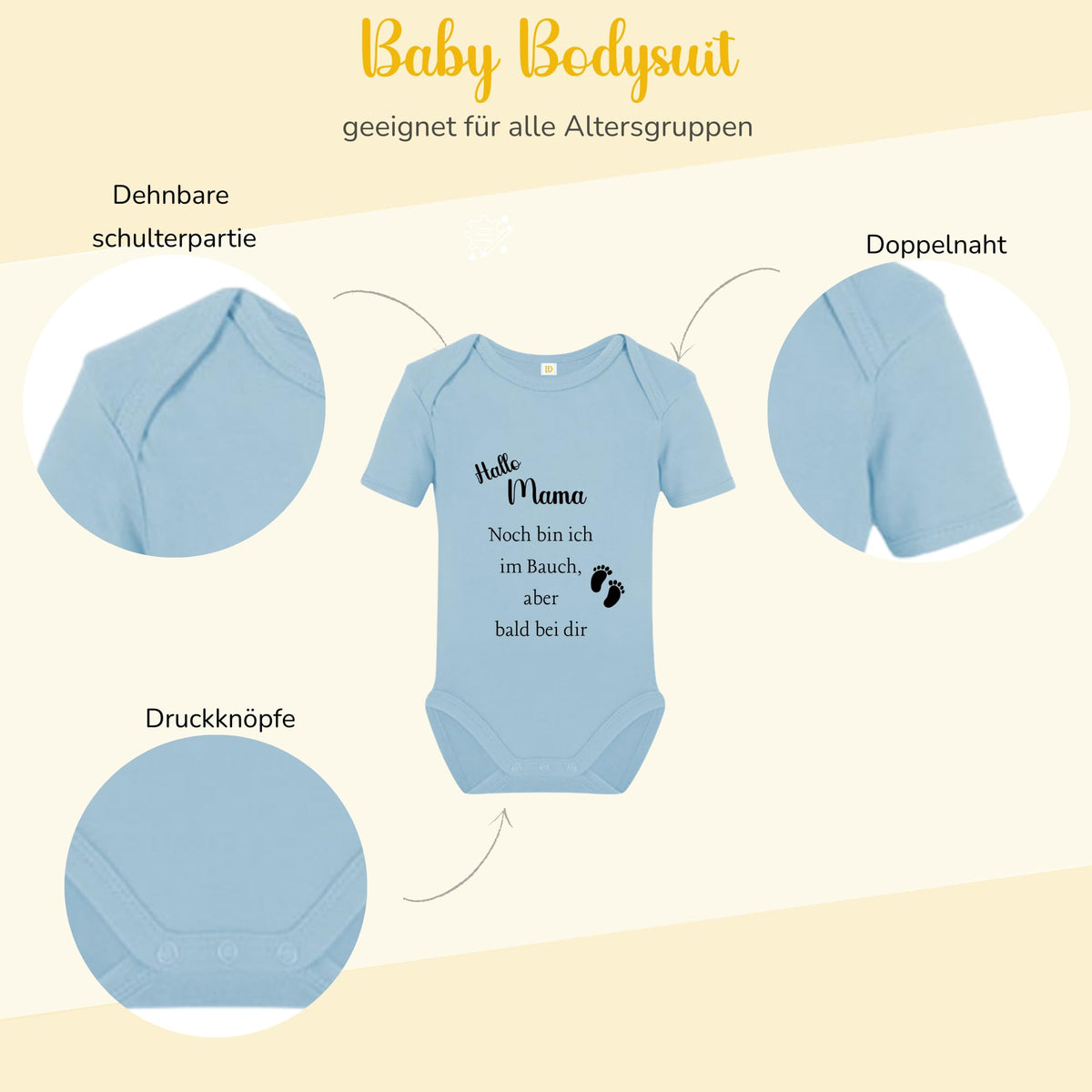 Baby Body – Schwangerschaftsverkündung Strampler – Mama, Papa, Oma & Opa- sprüchen – Kurzarm bio Baumwolle Unisex - Geschenk zur Geburt & Baby Ankündigung neugeborene Geschenk (50-56)