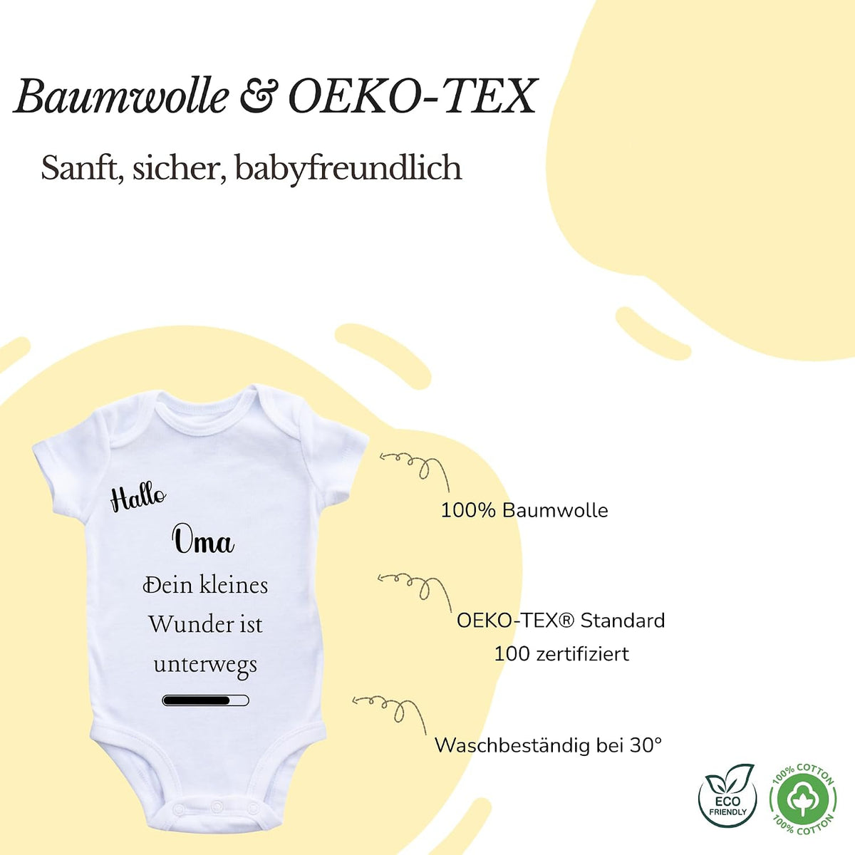 Baby Body – Schwangerschaftsverkündung Strampler – Mama, Papa, Oma & Opa- sprüchen – Kurzarm bio Baumwolle Unisex - Geschenk zur Geburt & Baby Ankündigung neugeborene Geschenk (50-56)