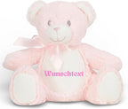 Personalisiertes Kuscheltier Teddybär mit Wunschtext – Rosa – Geschenk zur Geburt, Babyparty & Taufe – EN71 Geprüftes Plüschtier ab 0 Monaten