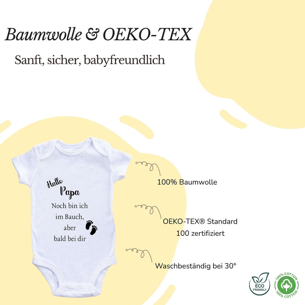 Baby Body – Schwangerschaftsverkündung Strampler – Mama, Papa, Oma & Opa- sprüchen – Kurzarm bio Baumwolle Unisex - Geschenk zur Geburt & Baby Ankündigung neugeborene Geschenk (50-56)