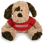 Personalisiertes Hund Kuscheltier mit Namen, Weiß,Plüschtier mit bedrucktem Mini T-Shirt, Individuelles Geschenk zur Geburt, Taufe & Geburtstag