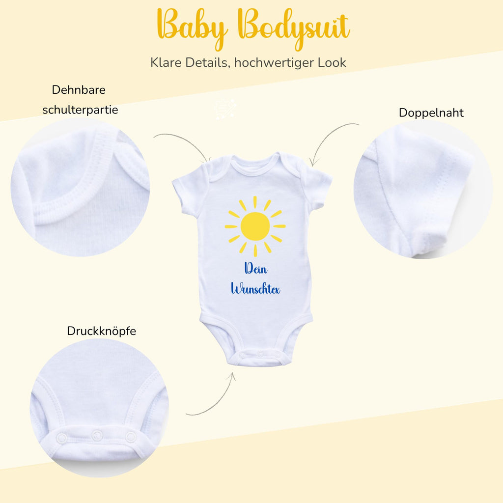 Personalisierter Baby Body mit Name Kurzarm – 100% Bio-Baumwolle OEKO-TEX – Boho Regenbogen Schwangerschaftsverkündung & Geschenk zur Geburt – Veredelt in Deutschland