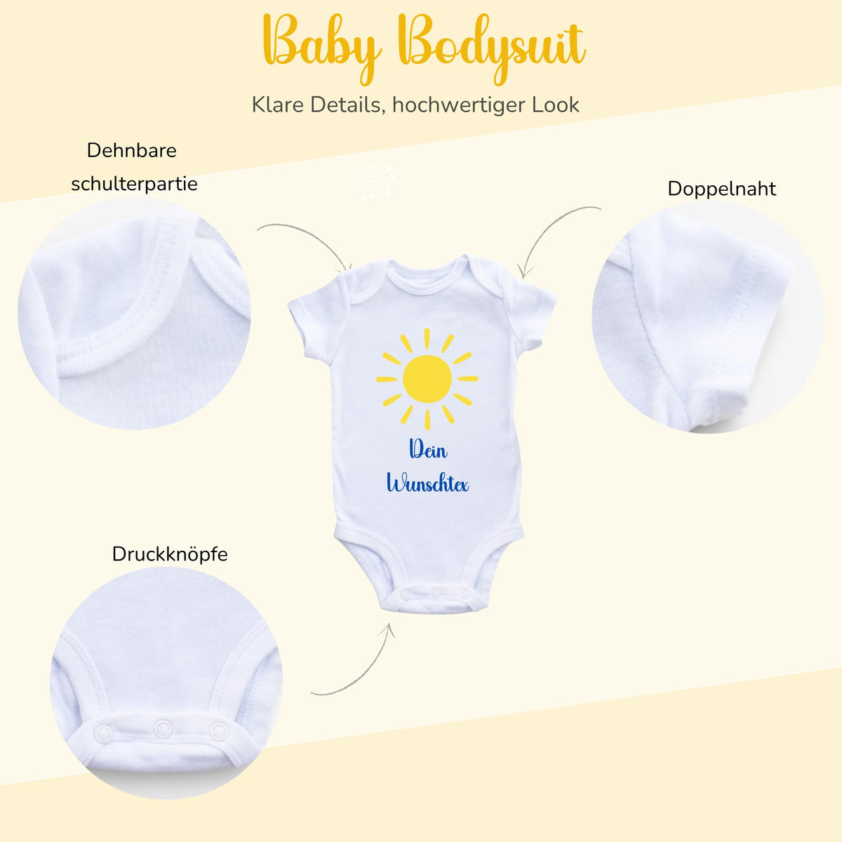Personalisierter Baby Body mit Name Kurzarm – 100% Bio-Baumwolle OEKO-TEX – Boho Regenbogen Schwangerschaftsverkündung & Geschenk zur Geburt – Veredelt in Deutschland