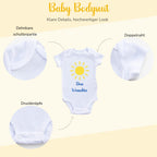 Personalisierter Baby Body mit Name Kurzarm – 100% Bio-Baumwolle OEKO-TEX – Boho Regenbogen Schwangerschaftsverkündung & Geschenk zur Geburt – Veredelt in Deutschland