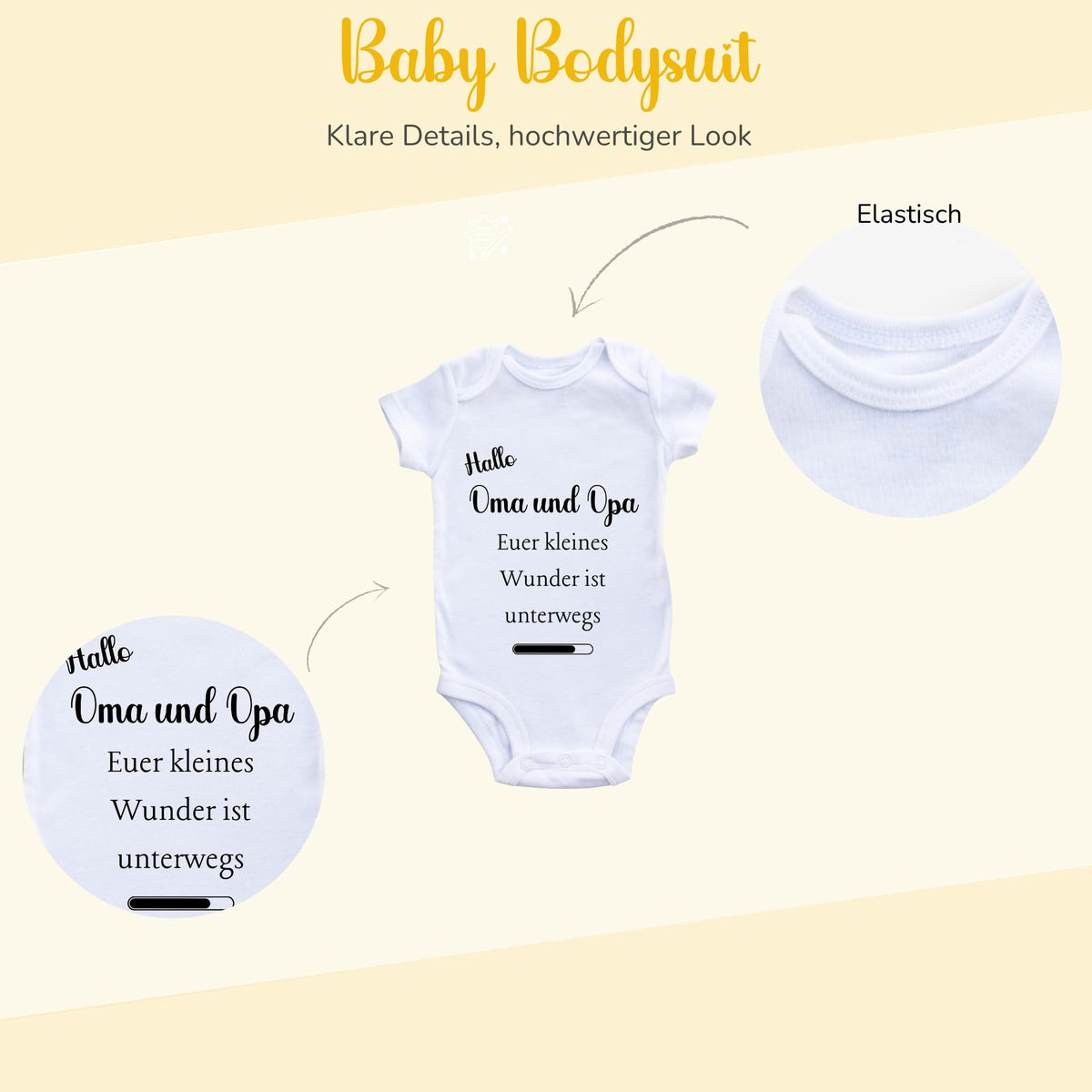 Baby Body – Schwangerschaftsverkündung Strampler – Mama, Papa, Oma & Opa- sprüchen – Kurzarm bio Baumwolle Unisex - Geschenk zur Geburt & Baby Ankündigung neugeborene Geschenk (50-56)