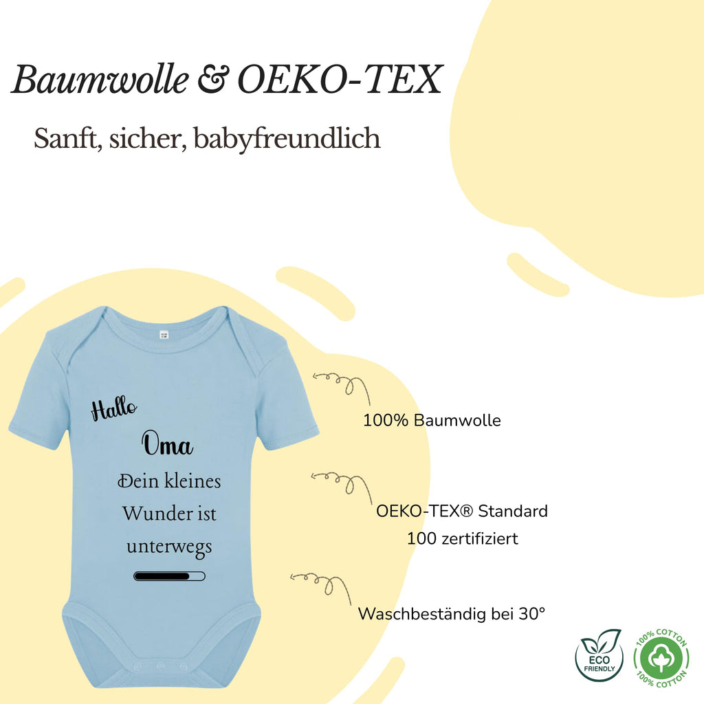Baby Body – Schwangerschaftsverkündung Strampler – Mama, Papa, Oma & Opa- sprüchen – Kurzarm bio Baumwolle Unisex - Geschenk zur Geburt & Baby Ankündigung neugeborene Geschenk (50-56)