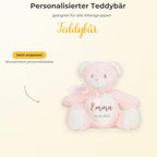 Personalisiertes Kuscheltier Teddybär mit Wunschtext – Rosa – Geschenk zur Geburt, Babyparty & Taufe – EN71 Geprüftes Plüschtier ab 0 Monaten
