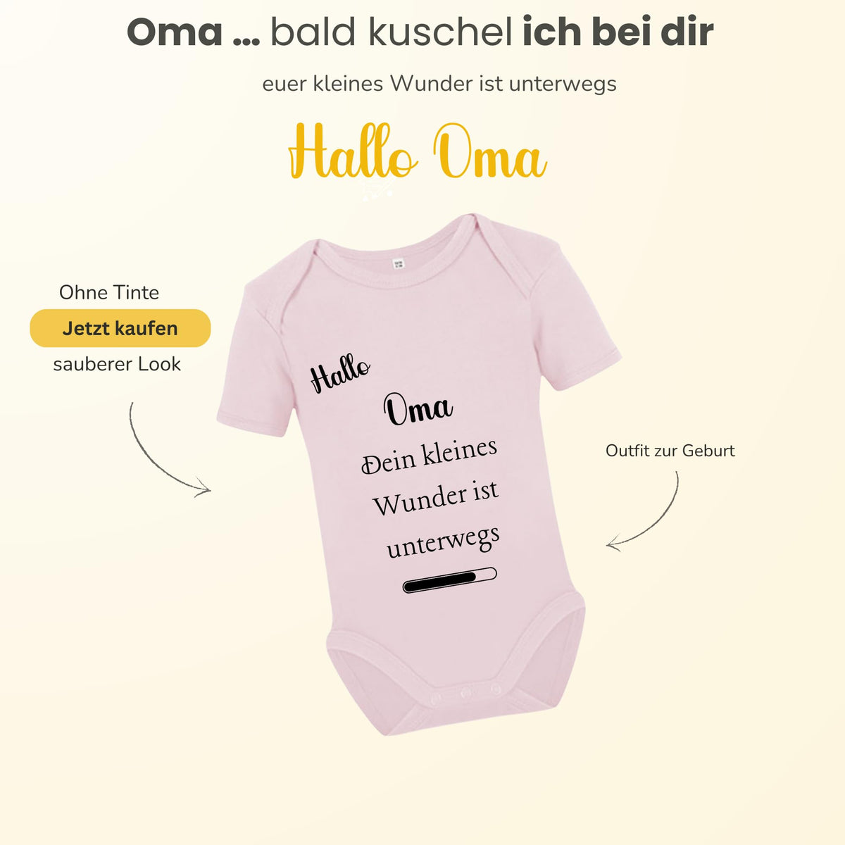 Baby Body – Schwangerschaftsverkündung Strampler – Mama, Papa, Oma & Opa- sprüchen – Kurzarm bio Baumwolle Unisex - Geschenk zur Geburt & Baby Ankündigung neugeborene Geschenk (50-56)