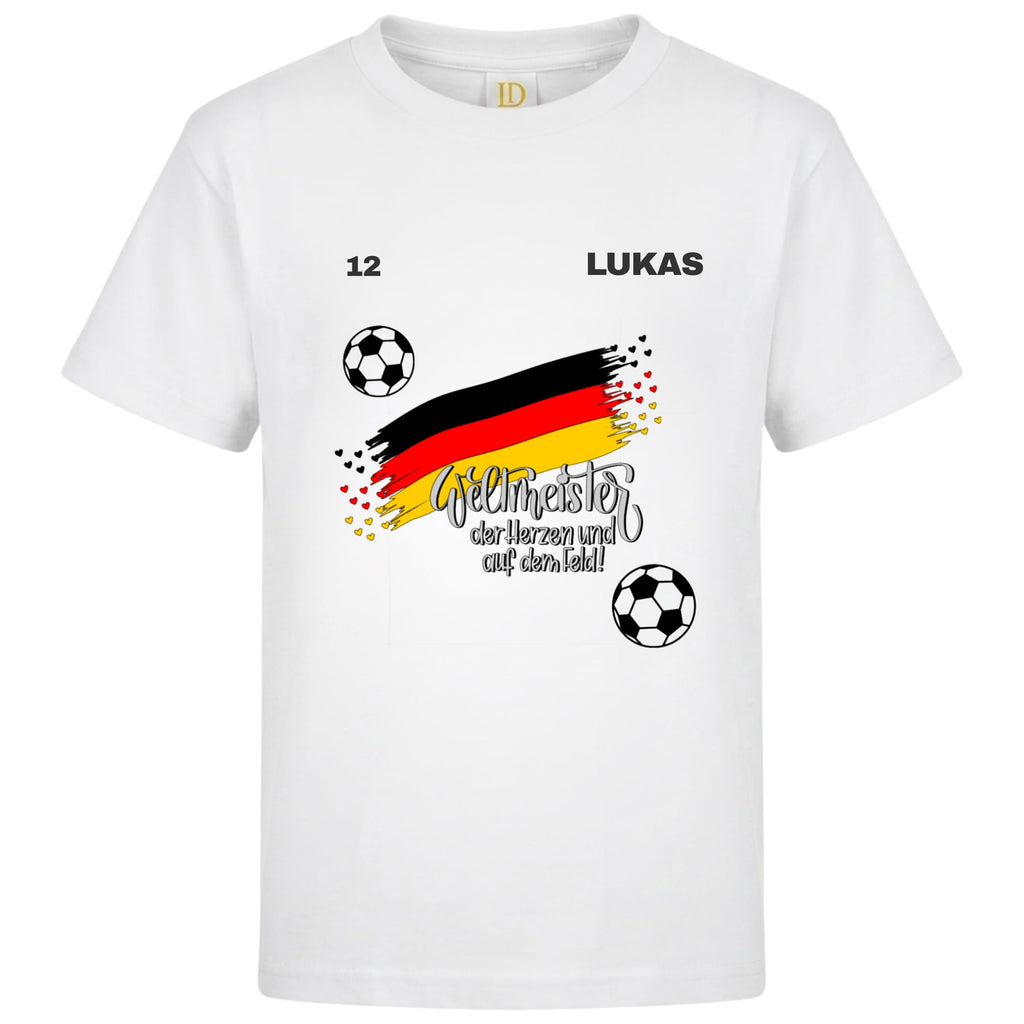 Personalisiertes Kinder Deutschland Fußball T-Shirt mit Name & Nummer – Fan Shirt Jungen MädchenFanTrikot – Folienveredelung