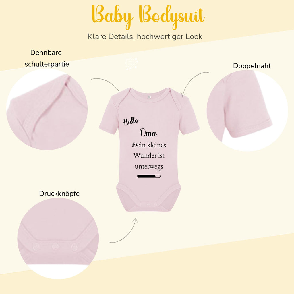 Baby Body – Schwangerschaftsverkündung Strampler – Mama, Papa, Oma & Opa- sprüchen – Kurzarm bio Baumwolle Unisex - Geschenk zur Geburt & Baby Ankündigung neugeborene Geschenk (50-56)