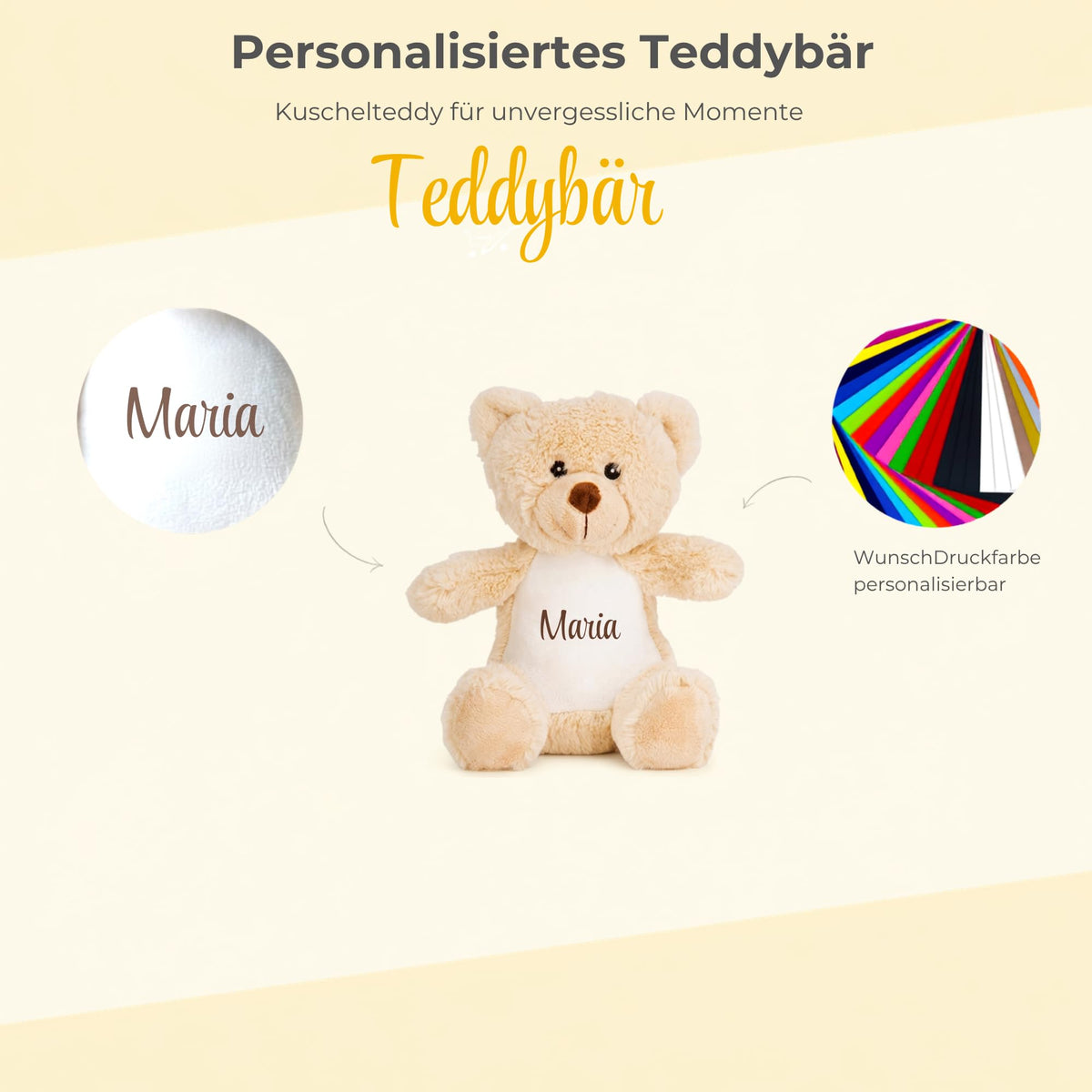 Personalisiertes Kuscheltier Teddybär mit Wunschtext – Rosa – Geschenk zur Geburt, Babyparty & Taufe – EN71 Geprüftes Plüschtier ab 0 Monaten