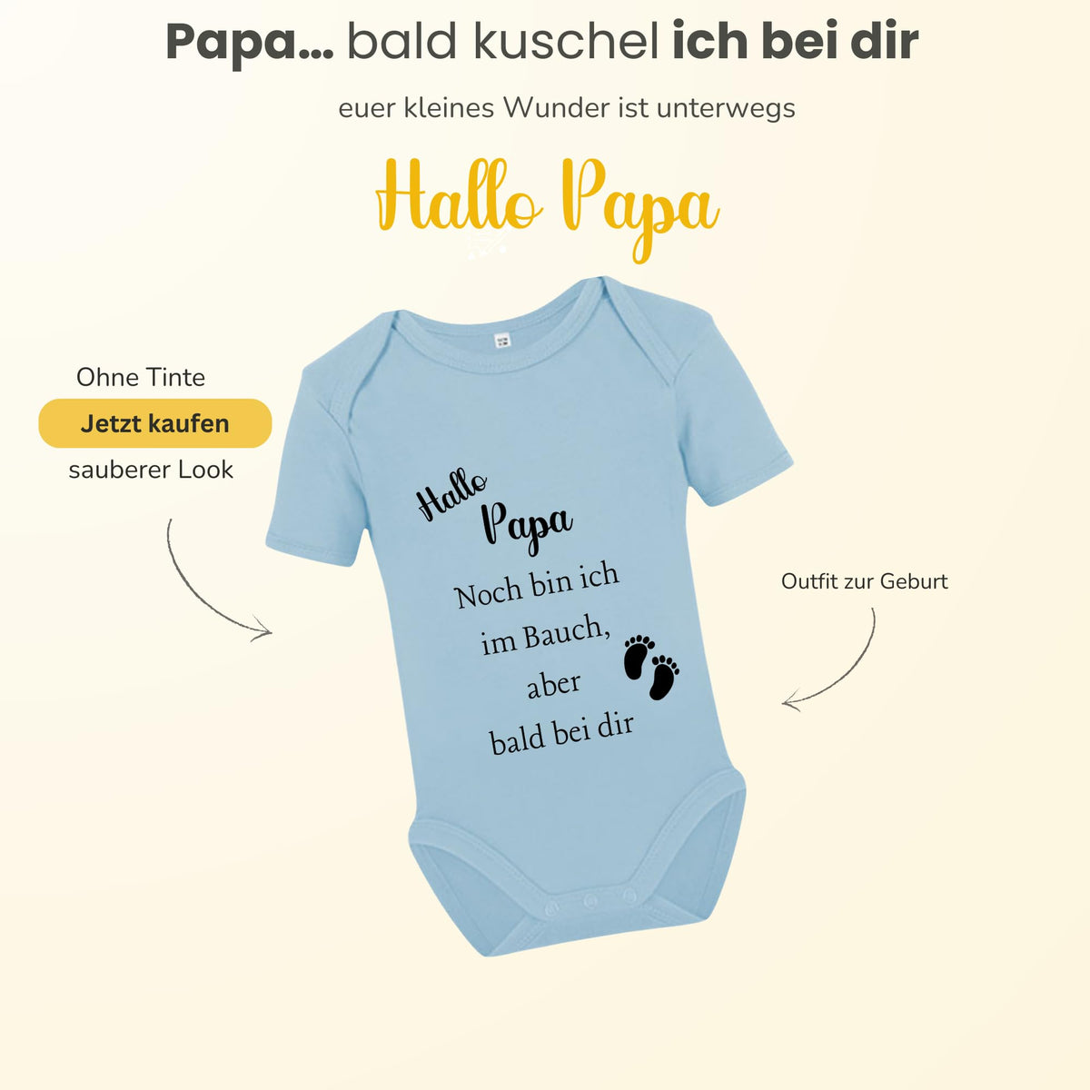 Baby Body – Schwangerschaftsverkündung Strampler – Mama, Papa, Oma & Opa- sprüchen – Kurzarm bio Baumwolle Unisex - Geschenk zur Geburt & Baby Ankündigung neugeborene Geschenk (50-56)