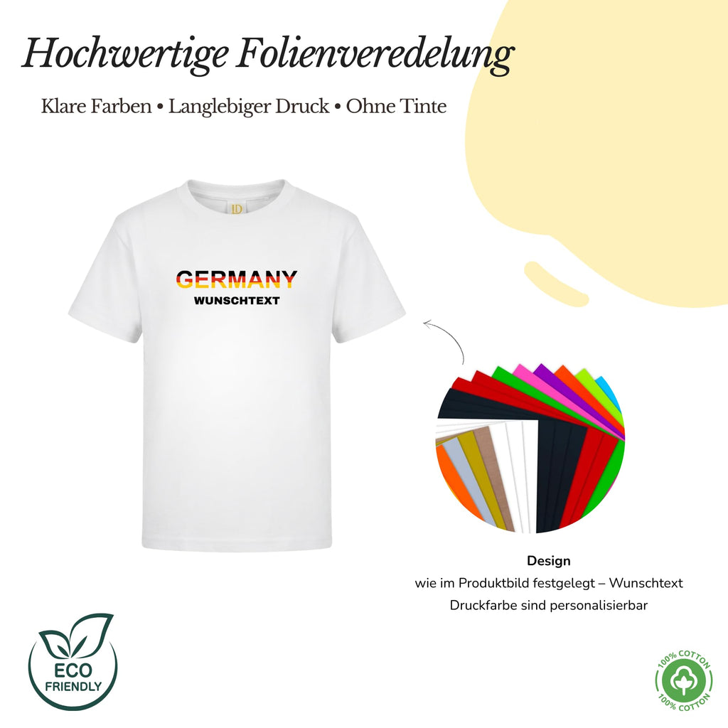 Personalisiertes Kinder Deutschland Fußball T-Shirt mit Name & Nummer – Fan Shirt Jungen MädchenFanTrikot – Folienveredelung