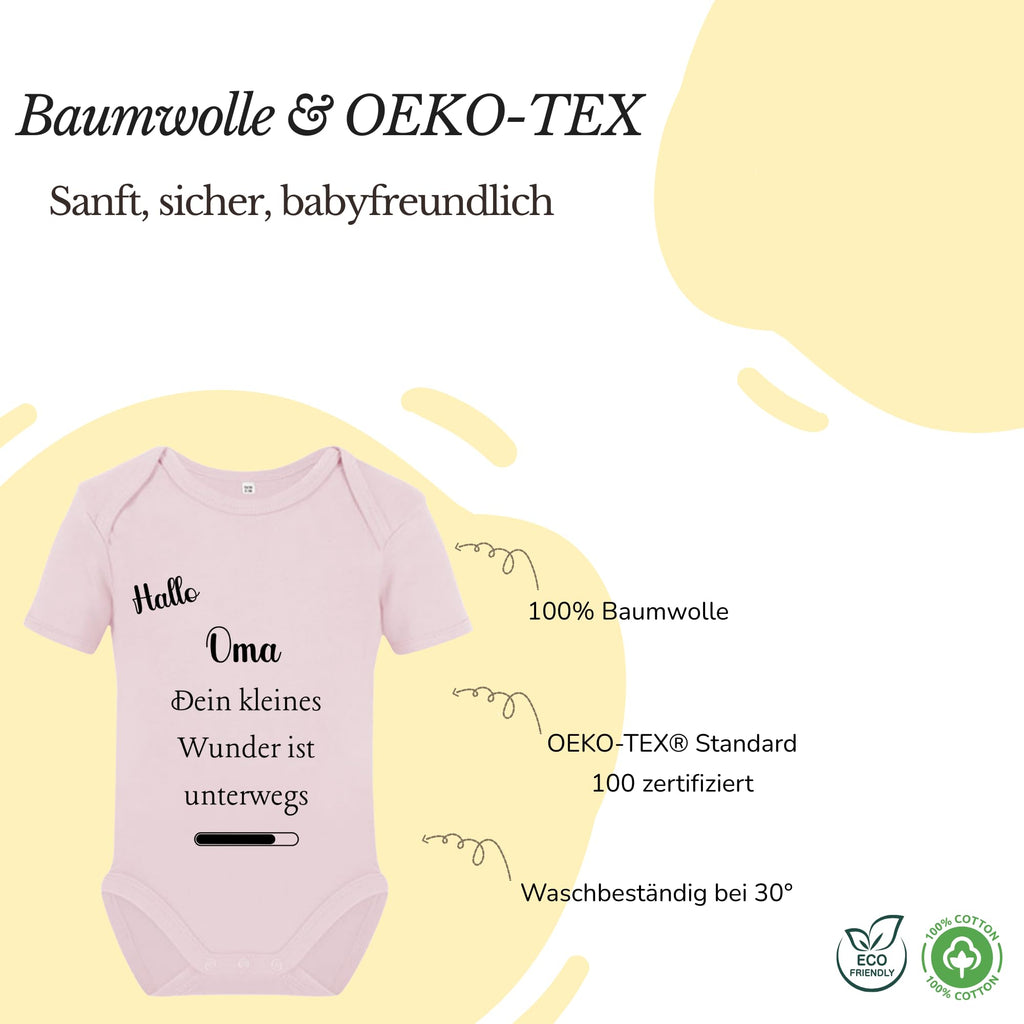 Baby Body – Schwangerschaftsverkündung Strampler – Mama, Papa, Oma & Opa- sprüchen – Kurzarm bio Baumwolle Unisex - Geschenk zur Geburt & Baby Ankündigung neugeborene Geschenk (50-56)