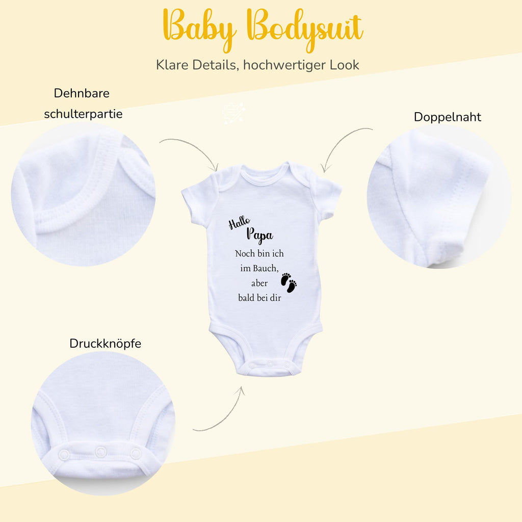 Baby Body – Schwangerschaftsverkündung Strampler – Mama, Papa, Oma & Opa- sprüchen – Kurzarm bio Baumwolle Unisex - Geschenk zur Geburt & Baby Ankündigung neugeborene Geschenk (50-56)