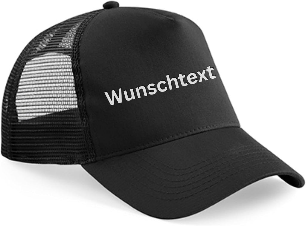 Personalisierte Kinder Trucker Cap mit Wunschname – 5-Panel Baumwoll-Mütze mit Netz & Retro Snapback (ca. 52–56 cm)