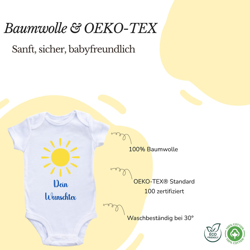 Personalisierter Baby Body mit Name Kurzarm – 100% Bio-Baumwolle OEKO-TEX – Boho Regenbogen Schwangerschaftsverkündung & Geschenk zur Geburt – Veredelt in Deutschland