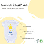 Personalisierter Baby Body mit Name Kurzarm – 100% Bio-Baumwolle OEKO-TEX – Boho Regenbogen Schwangerschaftsverkündung & Geschenk zur Geburt – Veredelt in Deutschland