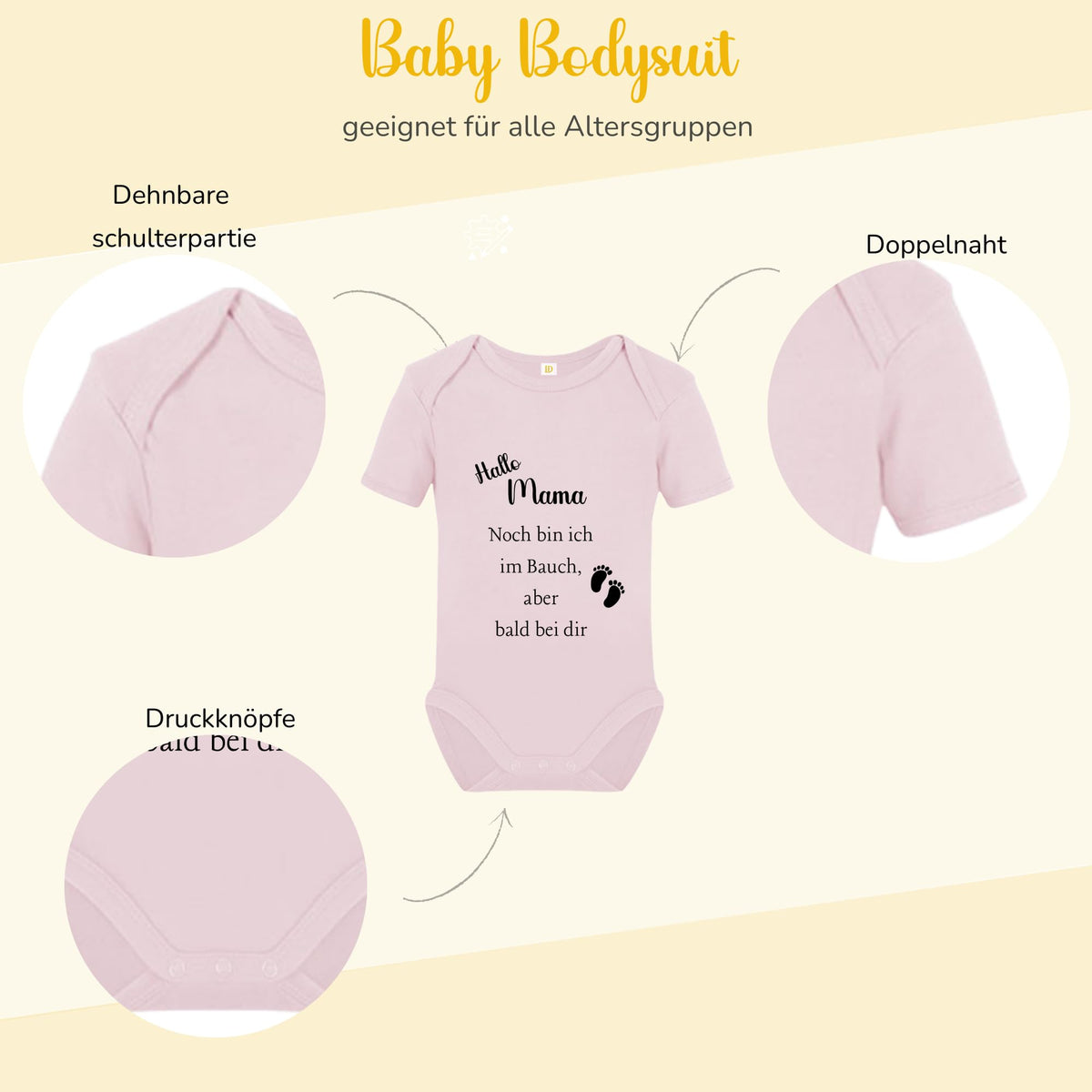 Baby Body – Schwangerschaftsverkündung Strampler – Mama, Papa, Oma & Opa- sprüchen – Kurzarm bio Baumwolle Unisex - Geschenk zur Geburt & Baby Ankündigung neugeborene Geschenk (50-56)