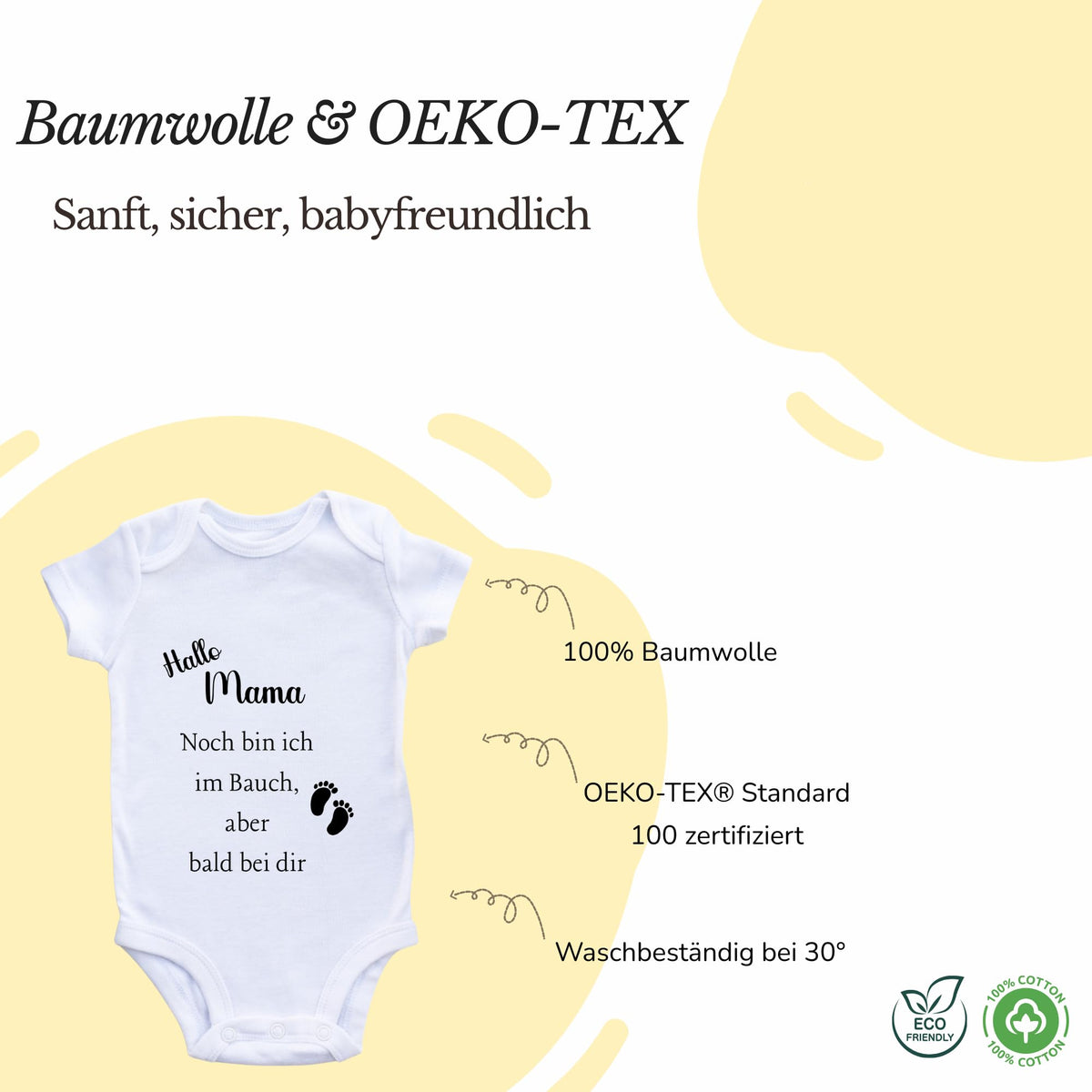 Baby Body – Schwangerschaftsverkündung Strampler – Mama, Papa, Oma & Opa- sprüchen – Kurzarm bio Baumwolle Unisex - Geschenk zur Geburt & Baby Ankündigung neugeborene Geschenk (50-56)